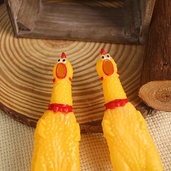 POPLAY 20PCS Squeaky Rubber Chickens, Screaming Chickens Bulk Prank Novelty Toys Pet Toys for Party Favors Family Game Dog Toys Noise Maker
