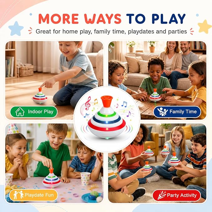 STOBOK Spinning Top Toy with LED and Music Peg-top Hand Spinner Gyro Toy Gift for Kids