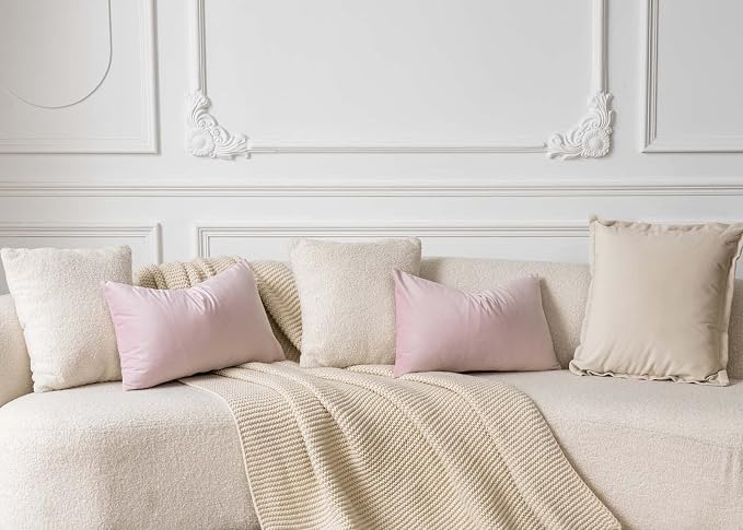 16x24 Pillow Covers Set of 2 Decorative Velvet Throw Pillow Covers,Pink | Luxury Soft Cushion Covers with Invisible Zipper for Couch Sofa Bed Living Room Bedroom Home Decor