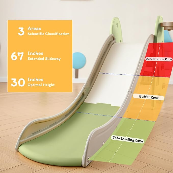 Toddler Slide for Kids, 3 in 1 Toddler Slideway, Kid Play Climber Slide Playset, Folfable for Toddlers with Basketball Hoops and Ball, Baby Slide for Backyard Playsets