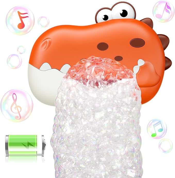 Baby Bath Toys for Kids Ages 1-3 4-8, Rechargeable Dinosaur Bath Bubble Machine with Music for Toddlers, Baby Bathtub Toys Valentine Days Gift, Dinosaur Bath Bubble Maker for Toddlers Kids Boys Girls