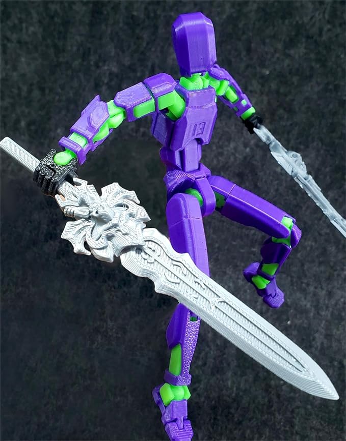 T13 (Assembly Completed) 3D Printed Action Figure,Dummy 13 Robot Action Figure, T13 Collectible Action Figure Articulated, for Collectors Desktop Decorations, muñeco de acción (Purple Green)