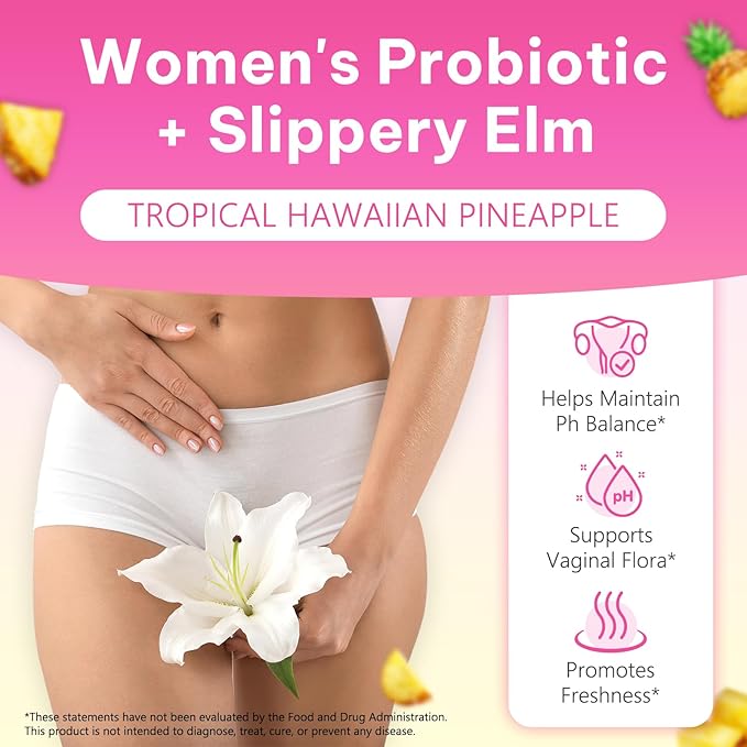 Women's Probiotic Gummies for Vaginal Health - pH Balance & Immune Support Supplement, Pineapple Flavor, 60 Count | Feminine Care Vitamins for Women