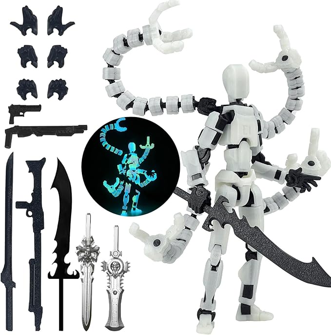 Assembly Completed T13 Action Figure 3D Printed Multi-Jointed Movable T 13 Nova 13 Robot 13 Action Figure Desktop Decorations for Game Lovers (Night Light, 7.2 Inch)