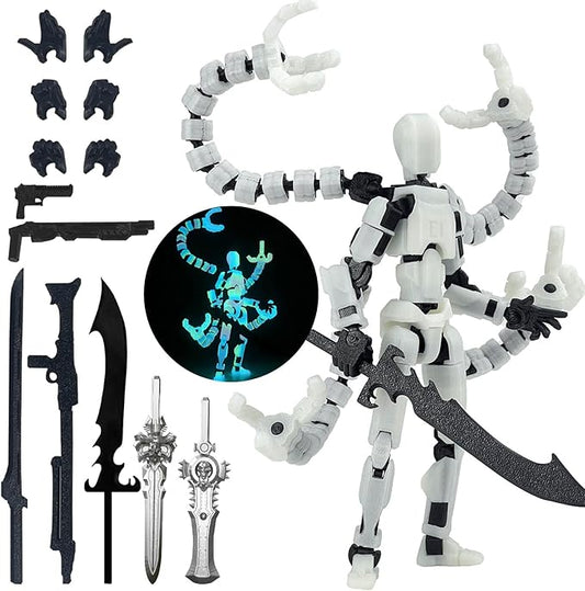 Assembly Completed T13 Action Figure 3D Printed Multi-Jointed Movable T 13 Nova 13 Robot 13 Action Figure Desktop Decorations for Game Lovers (Night Light, 7.2 Inch)