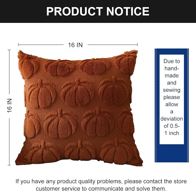 DFXSZ Fall Pillow Covers 16x16 2Pcs Rust Pumpkin Fall Decorations for Home | Fall decor Set of 2 Throw Pillow Cases Soft Plush Faux Fur Wool Couch Cushion for Chair Sofa Bedroom Living Room Home Decor