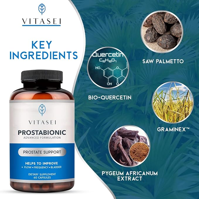 VITASEI Testronix Booster for Men (60 Capsules) + Prostabionic Prostate Dietary Supplements for Men (60 Capsules)