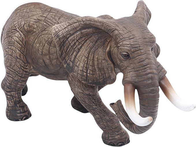 Gemini&Genius Elephant Toy for Kid, Elephant Animal Figure, Realistic 7" Large Elephant Action Figure, Wild Life Toy, Great Gift, Collection, Cake Topper, Storytelling Prop and Decor for Kids