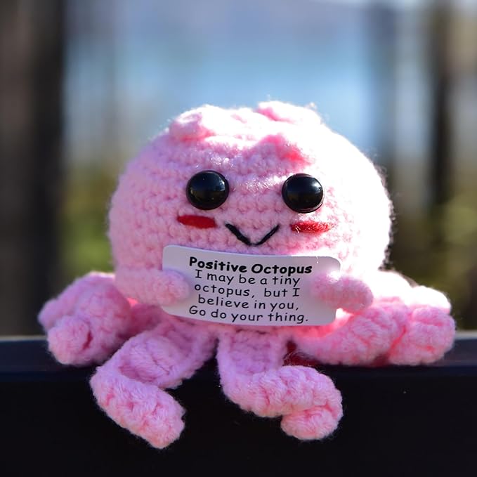 Positive Funny Potato Head with Card Mini Crochet Knitting for Handmade Emotional Support Pickled Gift Party Decoration Encouragement