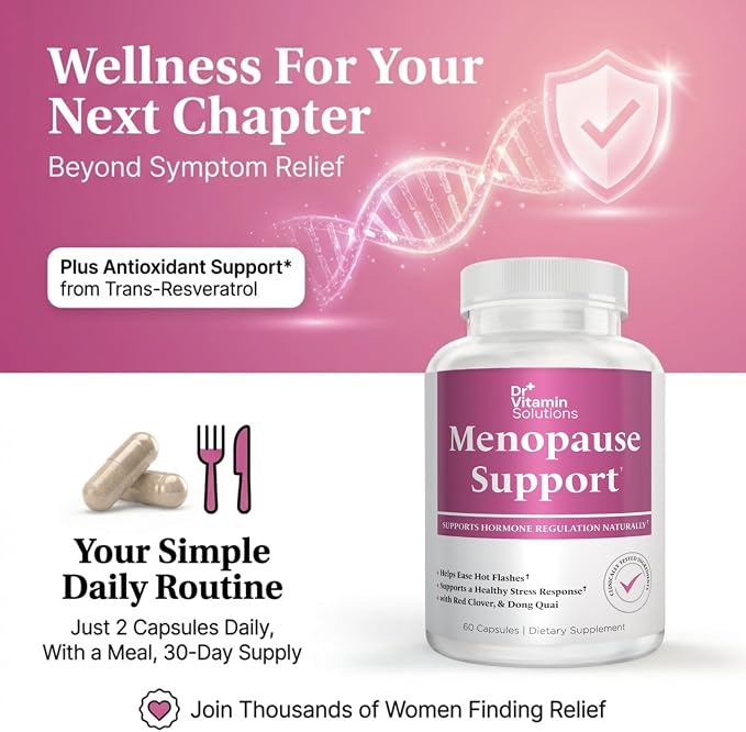 Menopause & Perimenopause Supplements for Women - Hot Flashes Relief | Black Cohosh, Dong Quai, Red Clover, Sage, Vitex & Soy Isoflavones, 60 Capsules, Night Sweats, Mood, Hormone Balance, Non-GMO