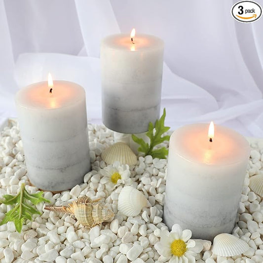 CRYSTAL CLUB Scented Pillar Candles, Aromatherapy Creamy Coconut Scented Candles, Clean Burning and Dripless Heritage Fragrance Candle, Tall 3x4 Inch Candles for Summer Home Party Décor