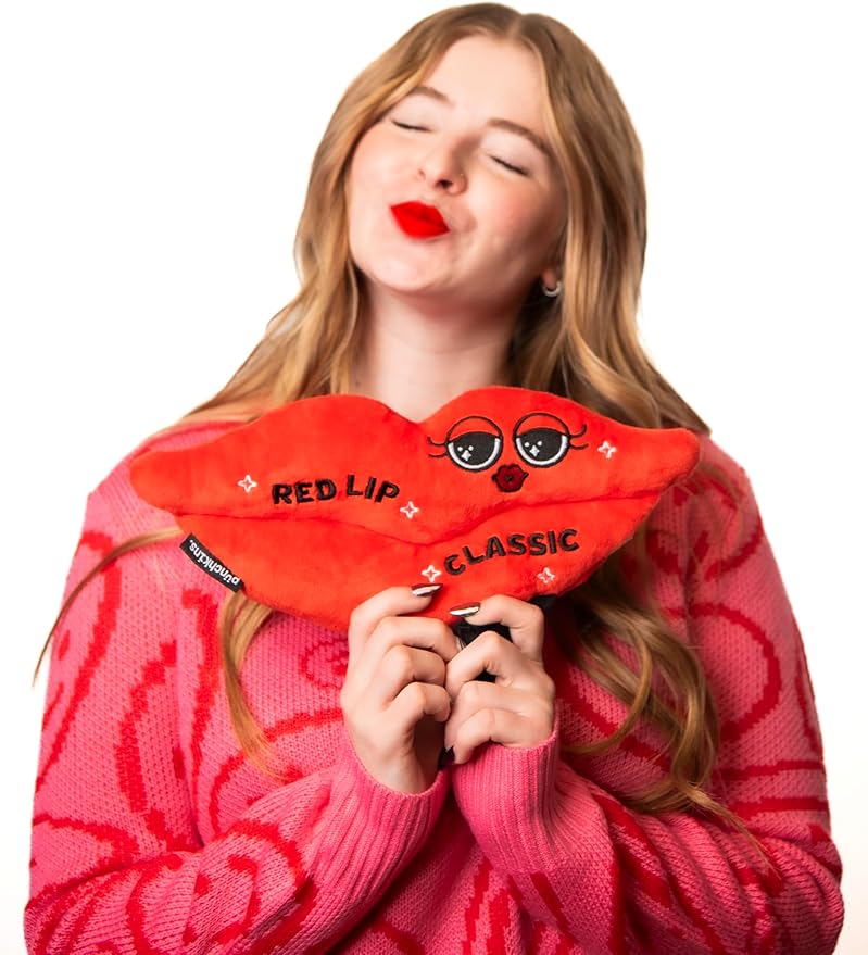 Punchkins Lip Plushie - Rep Lip Classic Cute Red Lips Plush, Gift for Swifties, Adorable Plushie for Gifting