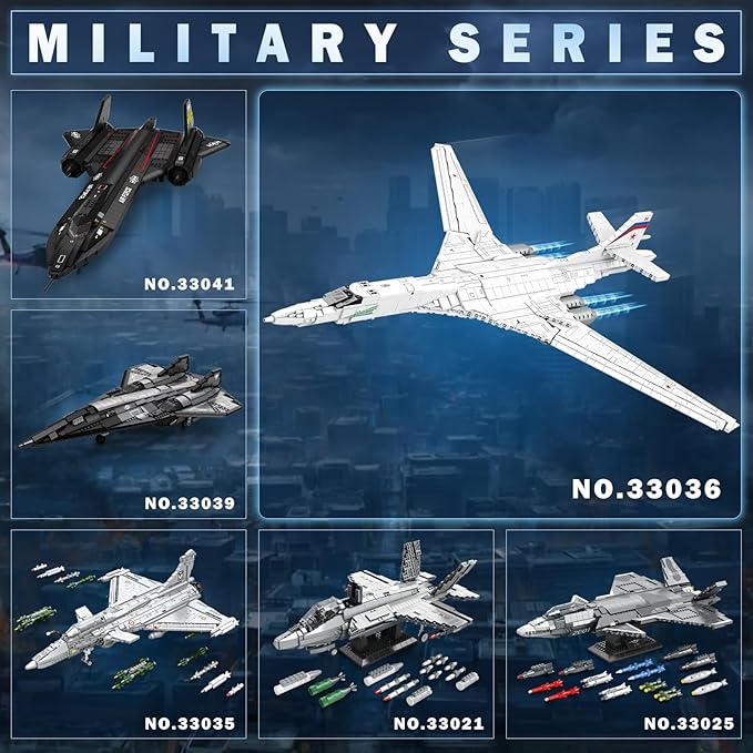 White Swan Fighter Building Block Set 33036, Military Aircraft Model Kit, Display & Collectible Toy for Adults 14+, Aviation Gifts for Fans & STEM Enthusiasts