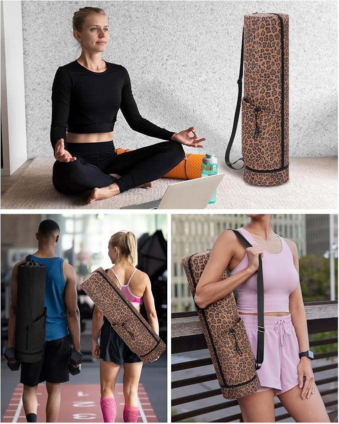 sportsnew Yoga Mat Bag, Full Zip Cargo Yoga Mat Carrier Bag with Drawstring Water Bottle Pocket and Bottom Wet Pocket, Exercise Yoga Mat Carrier Holder Multi-Functional Storage Bag Patent Pending