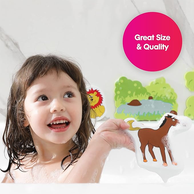 Edushape Magic Creations Foam Sticker Imaginative Bath Tub Activity Play Set, Jungle Fun