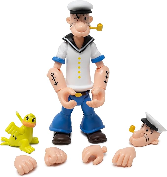 Boss Fight Studio Popeye Classics Set of 4 Action Figures - White & Black Sailor Suit, White & Black First Appearance - Highly Articulated Collectible Figurines, Accessories, & Alternate Parts - 1:12