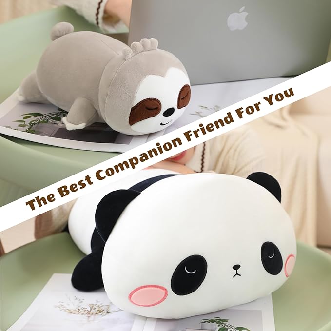 Weighted Panda Stuffed Animals, Cute Weighted Panda Plush, Soft Stuffed Weighted Plushie Pillow Gifts for Girls Boys(9.8" 0.8Lbs)