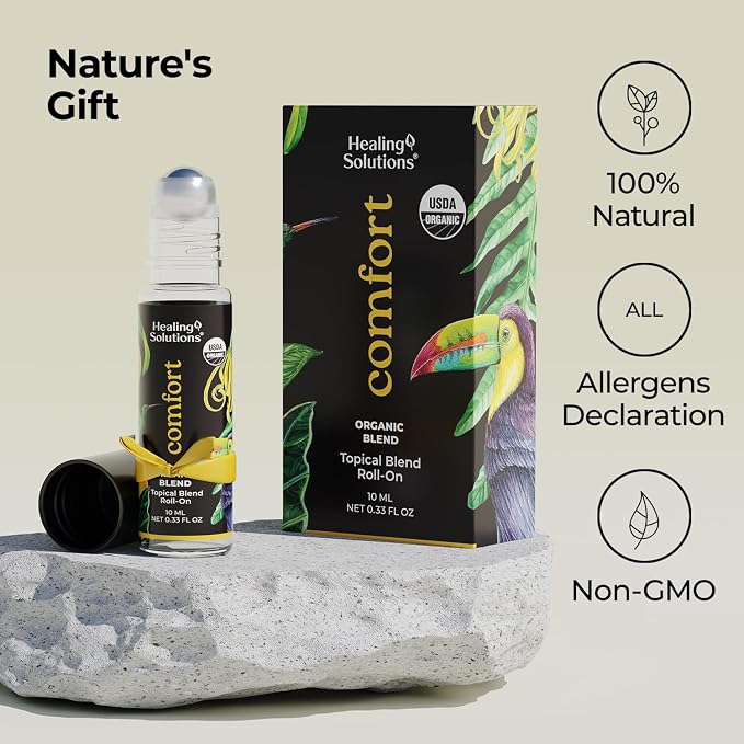 Healing Solutions (2 Pack) Comfort Essential Oil Roll-On, Perfume - Stress Ease Essential Oil Roller - Self Care Organic USDA Certified Present for Women - Roll On Perfume