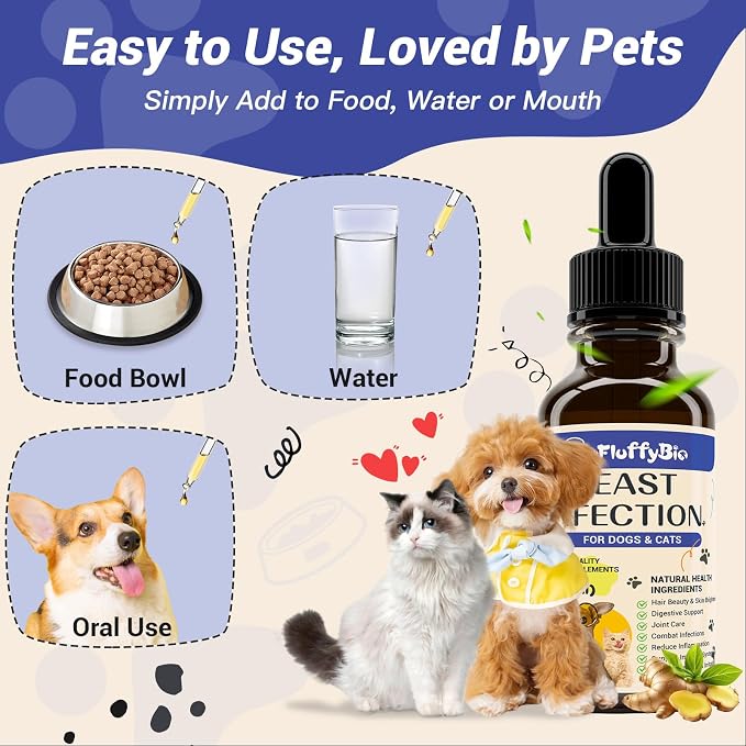 Natural Dog Yeast Infection Treatment - Itchy Skin & Ear Relief, Reduces Inflammation & Irritation, Soothes Allergy Symptoms - Herbal Supplement Drops for Dogs' Healthy Itch Relief (2 Oz)