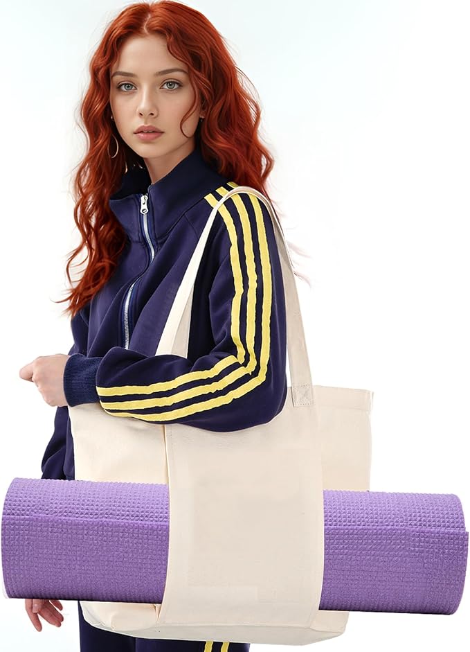 Yoga Mat Bag for Women Canvas Bag with Yoga Mat Carrier Yoga Mat Bags for Workout Pilates Travel Beach and Gym