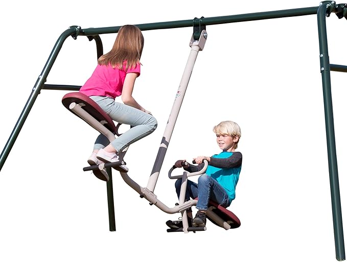 Indoor & Outdoor Playground Equipment Teeter Totters, 360 Spinning Seesaw, Swing Set for Children Exercises Age 3-12
