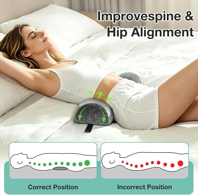 Half Round Neck Bolster for Massage Table, 17 x 6 x 4 in Velvet Half Moon Pillow for Sleeping Pain Relief Massage Table Leg Pillow w/Strap Handle, Machine Washable Knee Bolster for Massage Bed - Gray