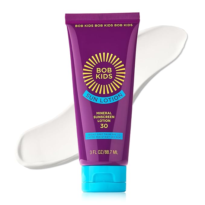 Brush On Block - Sunscreen for Kids & Baby - BOB KIDS Mineral SPF 30 Lotion - 22% Zinc Oxide, No White Cast, Reef Safe - Non Toxic Sunblock with Coconut Oil - Sensitive Skin Face & Body 3oz