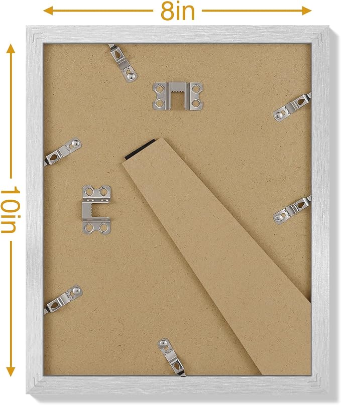 Vittanly 8x10 Picture Frames Set of 9 for Wall or Tabletop Display, Silver | Display Pictures 5x7 with Mat or 8x10 without Mat, Small Photo Frames, Engineered Wood with Shatter Resistant Plexiglass