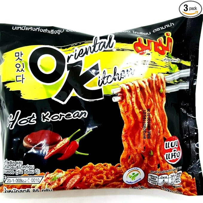 Oriental Kitchen Hot Korean (Dried) Flavour Quick Cook Thai-MAMA Big Pack Instant Noodles Rice Soup (Pack of 3)