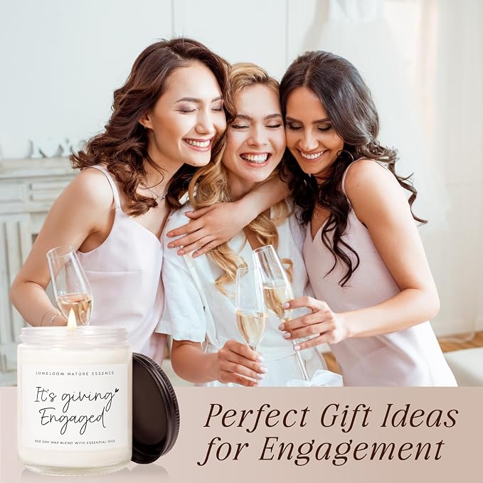 LUMELOOM Engagement Gifts for Couples, Bride Gifts, 9oz Lavender Scented Soy Wax Candle, Best Engaged Candle for Women, Bride to be, Fiance, Bachelorette, Engagement Party Decorations