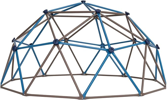 Lifetime 90939 Geometric Dome Climber Jungle Gym, 4.5' High x 9' Wide, Blue & Brown & XDP Recreation 70113 Swing Set, Trampoline, & Patio Furniture Metal Ground Anchor Kit Hardware,Bronze