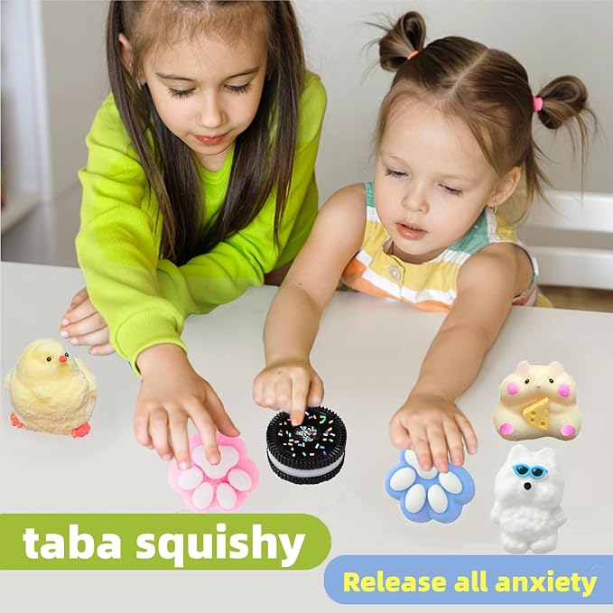 Taba Squishy paw Toys 6Pcs-Ultra-Soft Squishy Stress Relief Toys for Kids Adults,Anxiety Relief Party Favors Gifts for Girls & Boys, Kawaii Cookies Sensory Toys