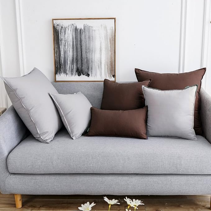 Jeanerlor SureGuard Pillowcase Cousion Cover Decor Cotton Linen with Unique Design to Embellish Study Room/House/Office, 20"x20"(50 x 50cm), Brown