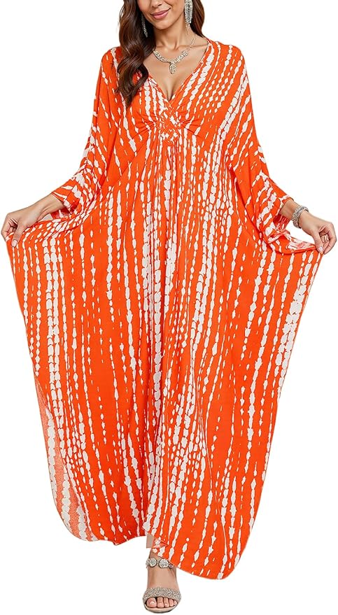 Mumu Dresses for Women Plus Size, Bohemian Kaftan Beach Cover Up Long Maxi Nightgown Soft Loungewear