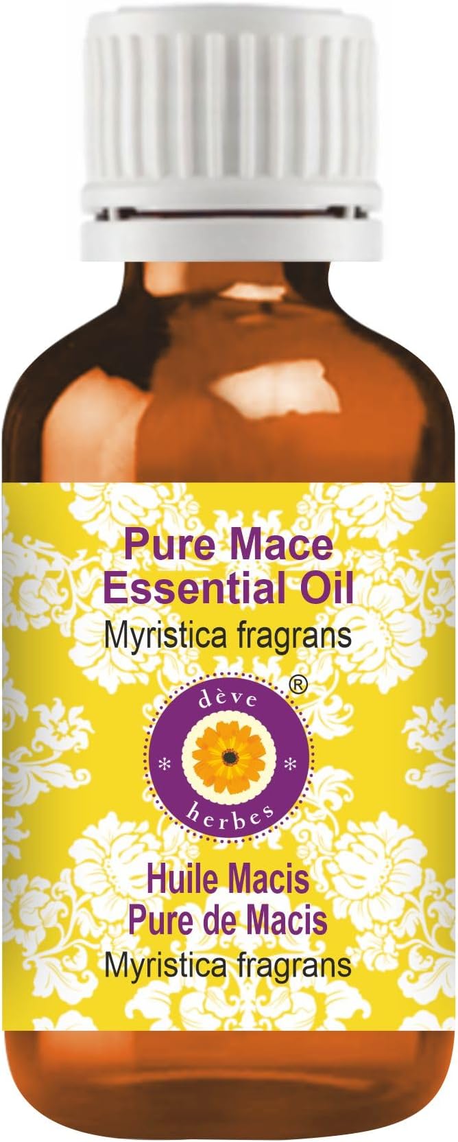 dève herbes Pure Mace Essential Oil (Myristica fragrans) Steam Distilled 10ml (0.33 oz)