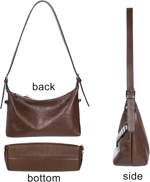 Women Shoulder Bag PU Leather Classic Trendy Purse with Adjustable Strap Chain Decoration