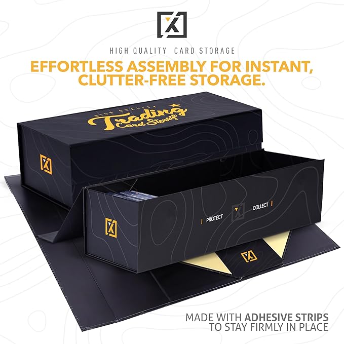 HOMEXPRO Trading Card Storage Box [3 PACK] - Magnetic Lid | Fits 800 Cards, 200 Toploaders, or 50 One Touch - Baseball Card Storage Box - Labels included