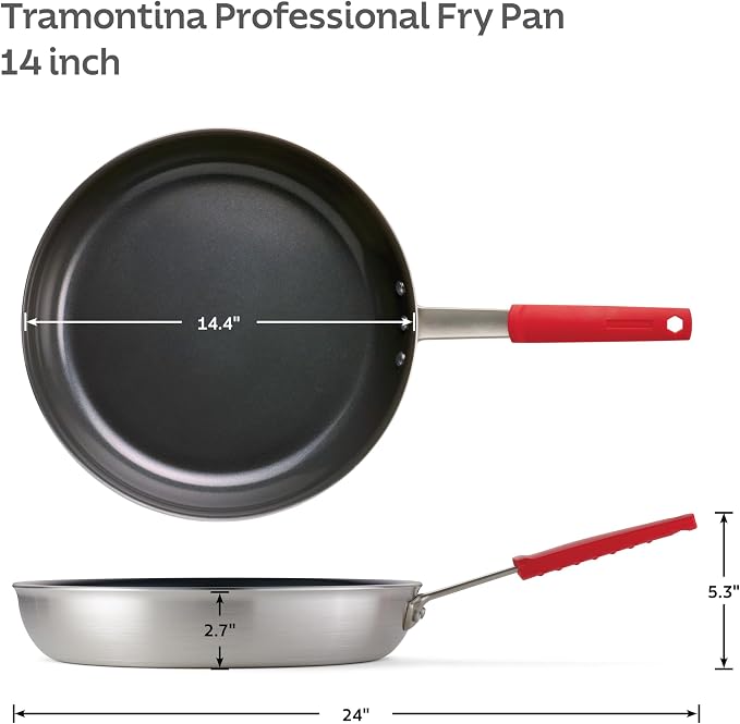 Tramontina Professional 14-Inch Ceramic Non Stick Extra Large Frying Pan, Heavy-Gauge Aluminum Skillet with Ceramic Nonstick Coating, Dishwasher and Oven Safe, Black