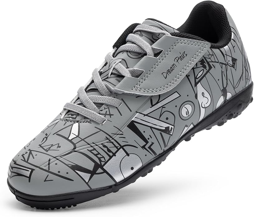 DREAM PAIRS Boys Girls Indoor Turf Soccer Cleats Lace Up Athletic Youth Futsal Football Casual Shoes for Little/Big Kid