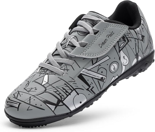 DREAM PAIRS Boys Girls Indoor Turf Soccer Cleats Lace Up Athletic Youth Futsal Football Casual Shoes for Little/Big Kid