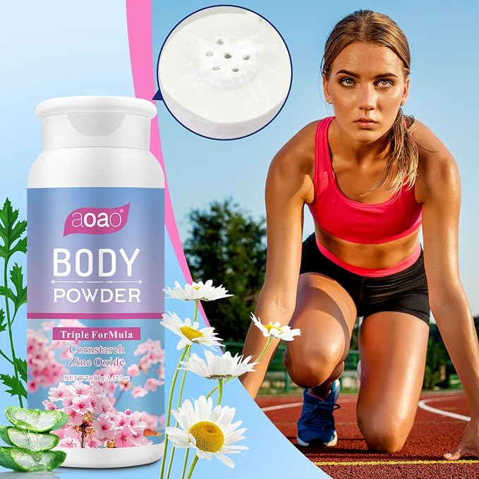 AOAO Dusting Powder for Women Fresh, Talc-Free Daily Freshness & Comfort, Triple-Action for Body Dryness, Anti-Chafing & Deodorizing, Multi-use Powder, Value Set Self-Care & Gift for Women, 2-Pack