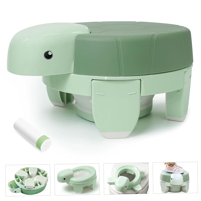 Portable Toddler Potty, Foldable Travel Potty for Children - 3-in-1 Multi-use Portable Kids Toilet, Light Green