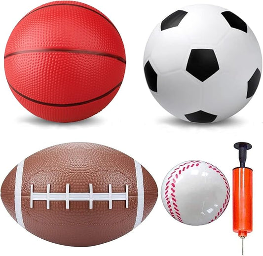 Mini Toddler Balls Toys Set for Kids, Mini PVC 5 Inch Basketballs Balls-5" Little Soccer, Football,- Playground Kick Ball Gift for Children Yard Indoor Outdoor Beach Pool 4 Pack