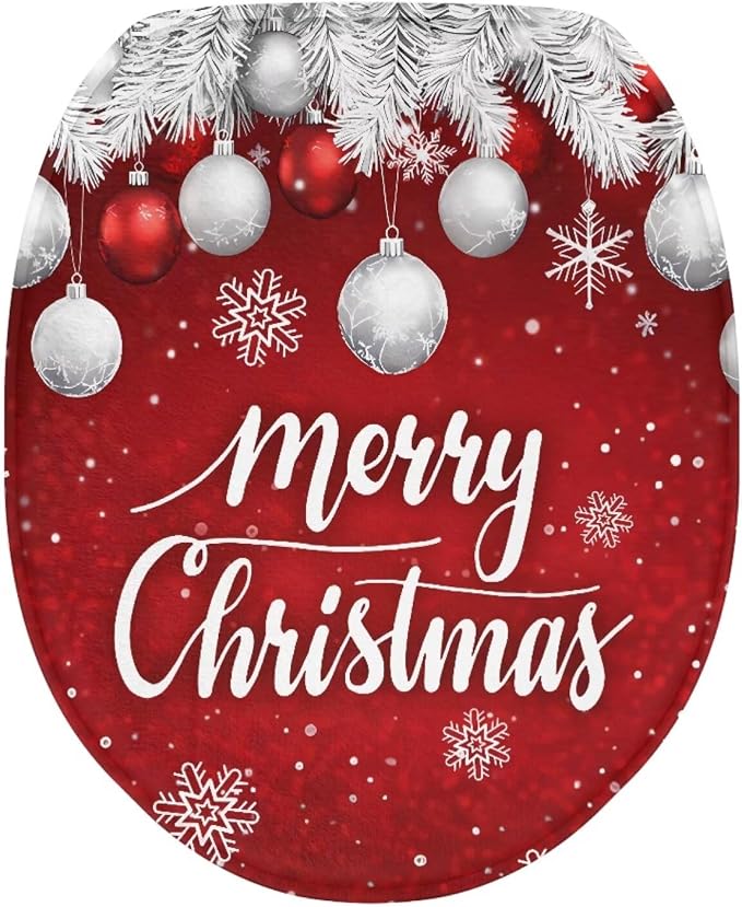 Christmas Snowflake Toilet Seat Lid Cover Christmas Decorations for Bathroom Snowflake Toilet Seat Lid Covers with Elastic Band Universal Toilet Tank Cover Replacement