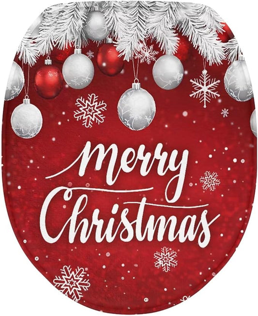 Christmas Snowflake Toilet Seat Lid Cover Christmas Decorations for Bathroom Snowflake Toilet Seat Lid Covers with Elastic Band Universal Toilet Tank Cover Replacement
