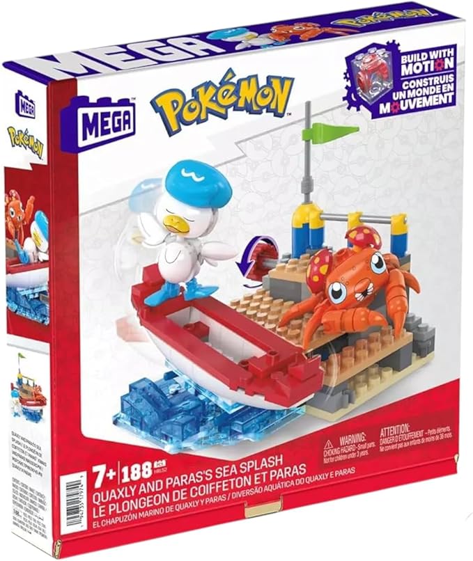 MEGA Pokemon Quaxly and Paras Building Toy Kit with 2 Action Figures 188pcs