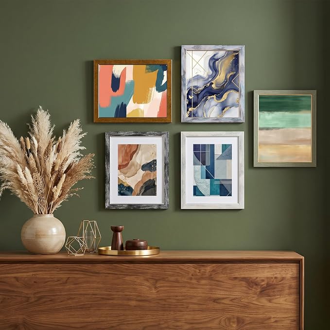 Fixwal 8x10 Picture Frame Set of 5, Vintage Photo Frame, Rustic Retro Picture Frame with Tempered Glass, Decorative Art on Walls and Tabletop Placement