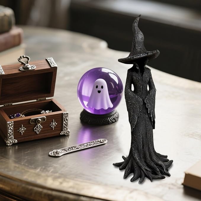 Cracker Barrel Witch Statue, Gothic Halloween Resin Figurine, Halloween Witch Figurines, Indoor Tabletop Display Figure, Home Office Holiday Party Decoration Ornament (20'')