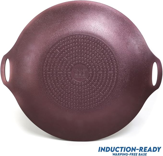 TECHEF - 14-inch Nonstick Round Griddle Grill Pan for Korean BBQ/Teppanyaki Pan, Tawa, Roti Pan/Induction Ready/Made in Korea (14-in)