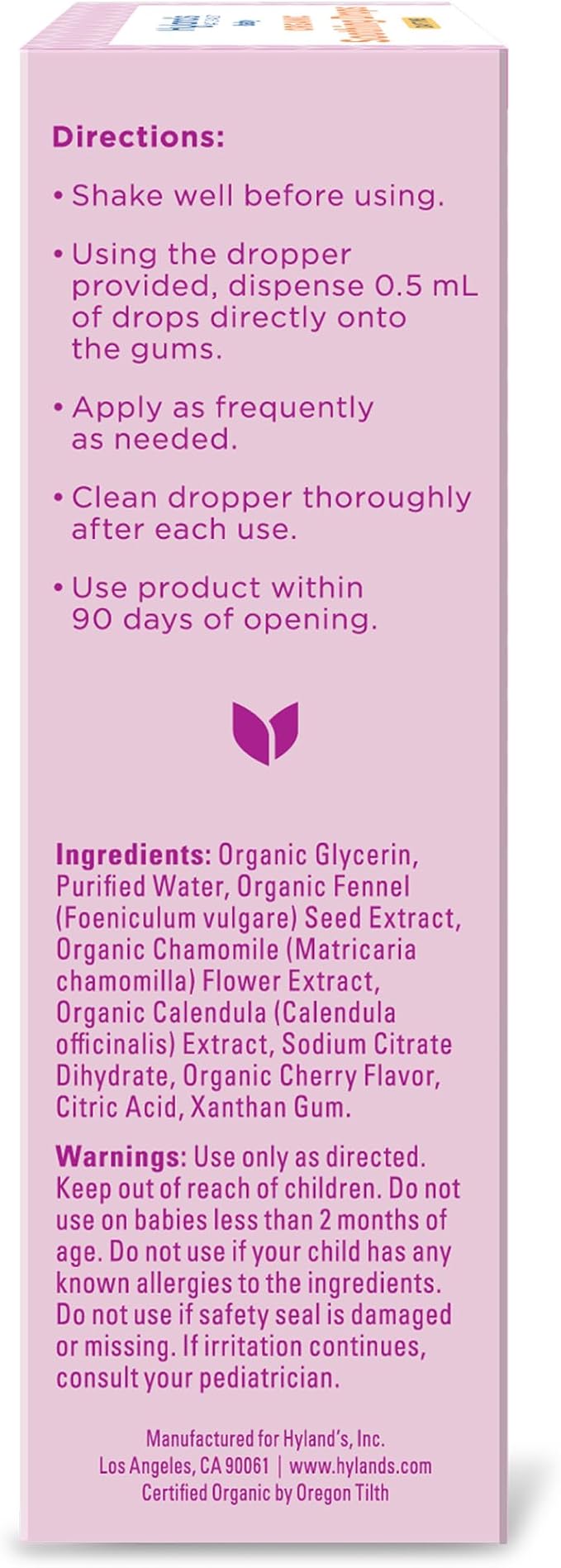 Hyland's Daytime Baby Drops - 1 oz, Organic Cherry Flavor - Soothing Oral Discomfort Relief Drops for Teething Babies